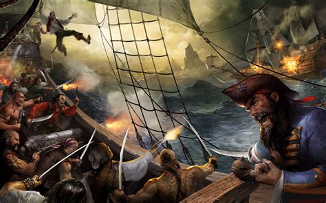 Piratas luchando en un barco