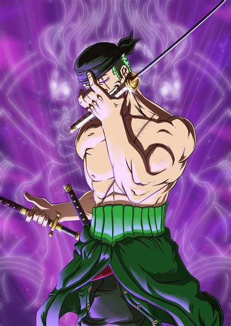 Ilustración de Zoro usando su técnica Ashura
