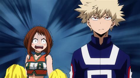 Ochaco Uraraka enfrentándose a Katsuki Bakugo en el torneo