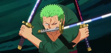 Zoro con sus katanas al estilo Toriyama