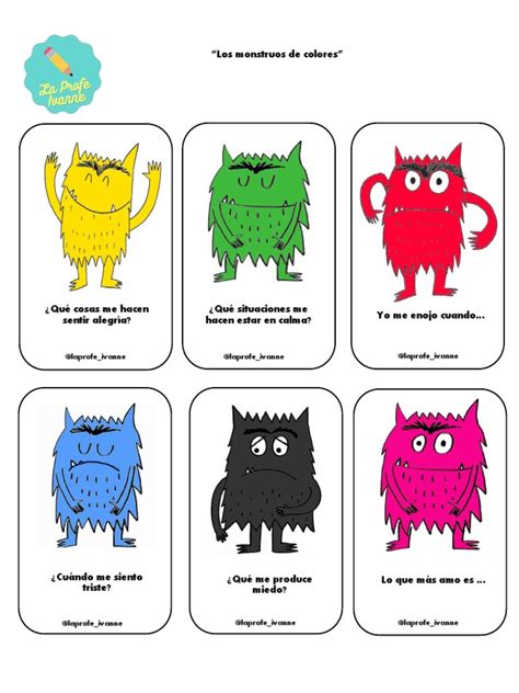 Ilustración de un juego de cartas con monstruos de colores