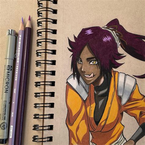 Ilustración de Yoruichi de Bleach en un estilo artístico alternativo
