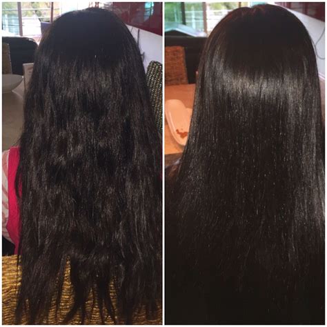 Cabello antes y después de un tratamiento de keratina con Ecoplex