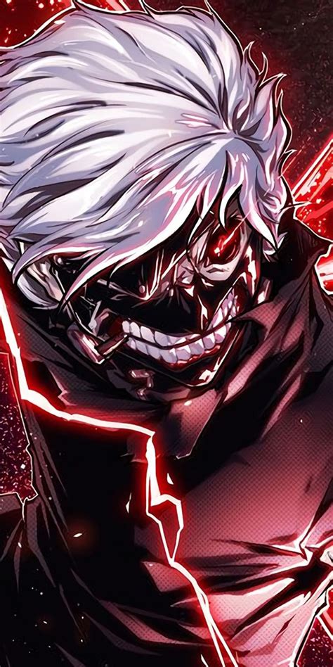 Ken Kaneki con ojos rojos y kagune