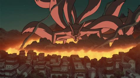 El ataque del Nueve Colas a Konoha