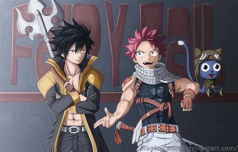 Ilustración de Natsu y Gray luchando