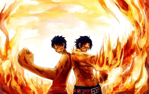 Luffy y Ace luchando juntos