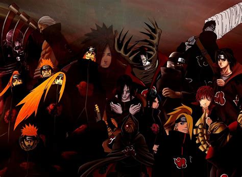 Ilustración de Naruto Shippuden con énfasis en Akatsuki