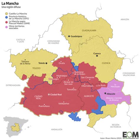 Mapa de Puertollano y la región de La Mancha