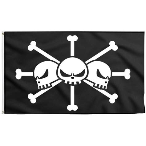 Bandera pirata de Barbanegra con tres calaveras