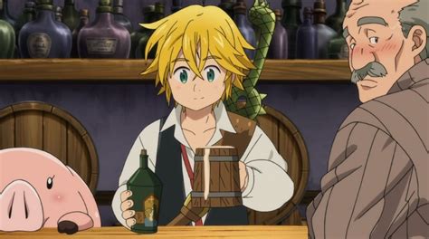 Meliodas y Elizabeth en la taberna Boar Hat