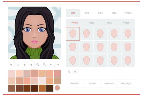Interfaz de Shingeki.net para crear avatar