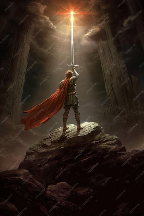 Ilustración de Arthur Pendragon con Excalibur