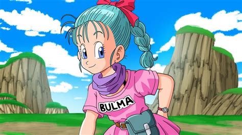 Ilustración de Bulma en su atuendo clásico de Dragon Ball