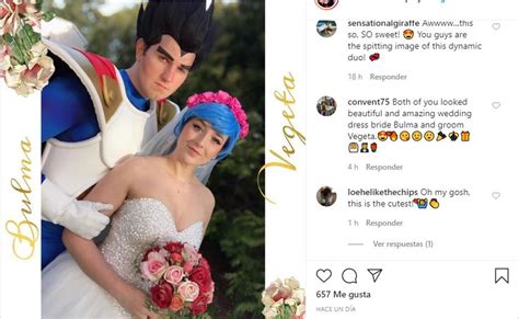 Pareja haciendo cosplay de Bulma y Vegeta