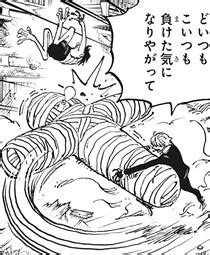 Sanji usando a Zoro vendado para golpear a un Gifter