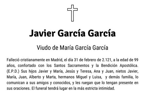 Ejemplo de esquela funeraria