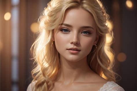 Retrato de Bikini con su característico cabello rubio y ojos azules