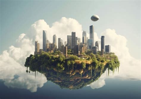 Ilustración del mundo de Gachiakuta, mostrando la ciudad flotante y los barrios marginales.