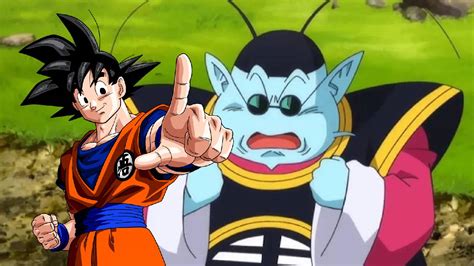 Goku estrellándose en el planeta del Kaio del Norte