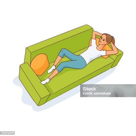 Ilustración de la pereza como un personaje tumbado en un sofá.