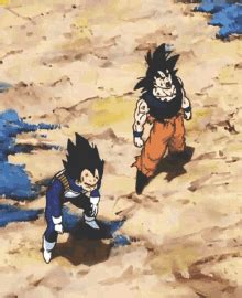 Vegeta atrapando a Goku