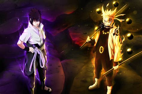 Sasuke y Naruto en pose de combate