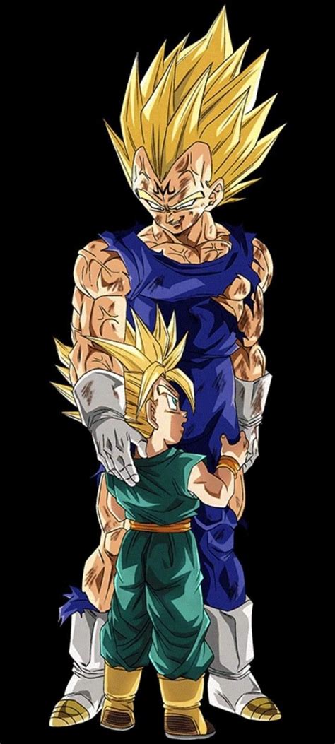 Trunks niño junto a Vegeta