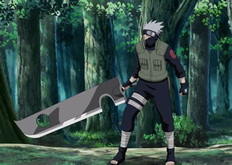 Kakashi Hatake blandiendo la Kubikiribōchō