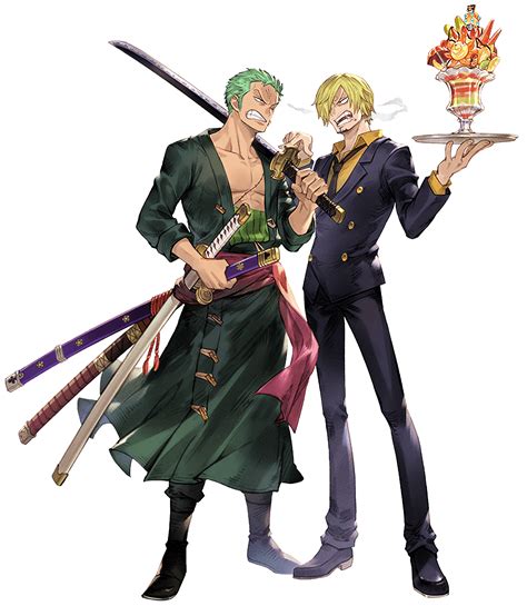 Ilustración de Sanji y Zoro protegiendo a O-Toko durante la ejecución de su padre