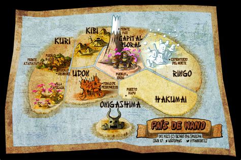 Mapa de Wano Kuni mostrando la ubicación de la prisión de Udon y el distrito Rasetsu