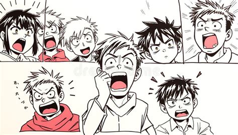 Ilustración de personajes de manga en un momento emotivo