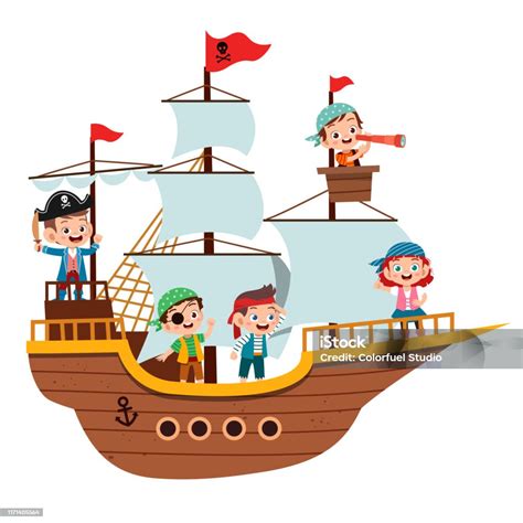 Ilustración de piratas en un barco