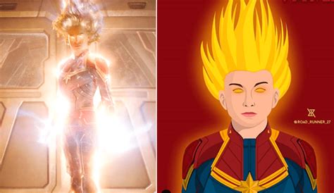 Comparación visual de Capitana Marvel y Super Saiyajin