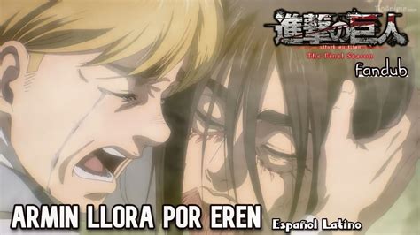 Armin llorando y lamentándose por la muerte de Eren