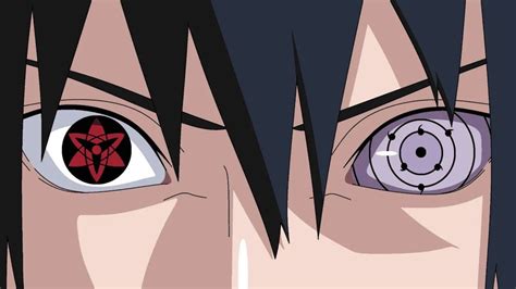 Ojos de Sasuke Uchiha con Sharingan y Rinnegan