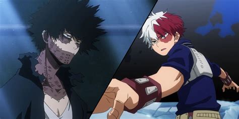 Comparación de Dabi y Shoto Todoroki, mostrando su conexión familiar y conflicto