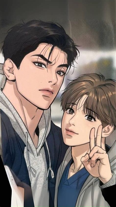 Ilustración de personajes de manhwa interactuando y conectando