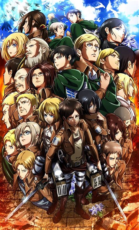 Collage de imágenes de las diferentes adaptaciones de Shingeki no Kyojin (anime, OVAs, chibi, live-action)