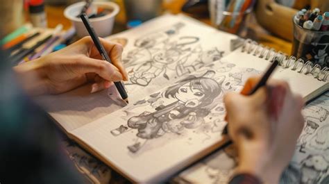 Artistas de manga dibujando en un estudio