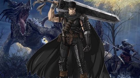Guts desmembrando enemigos con su espada en Berserk and the Band of the Hawk
