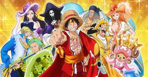 Ilustración de Luffy y su tripulación en un ambiente festivo
