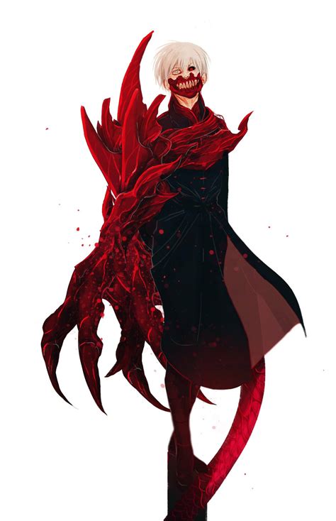 Ilustración de Kaneki Ken en su forma Kakuja con máscara