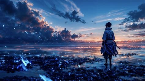 Sasuke Uchiha en un paisaje nevado