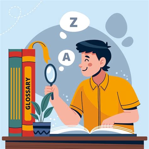 Ilustración de un glosario con varios términos