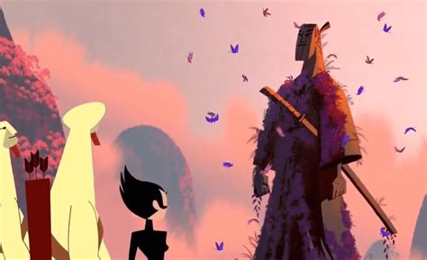 Samurái Jack y Johnny Bravo juntos en un momento romántico.