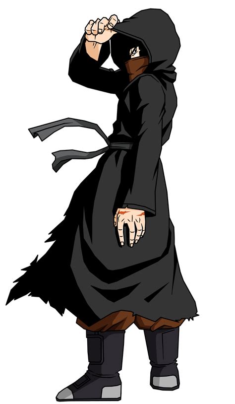 Diseño conceptual de un saiyajin encapuchado