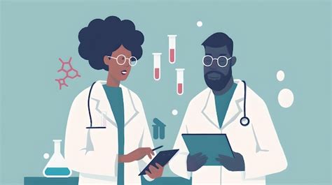 Ilustración de dos personajes masculinos en un entorno de laboratorio.