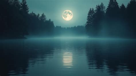 Silueta de Ultear junto a un lago iluminado por la luna