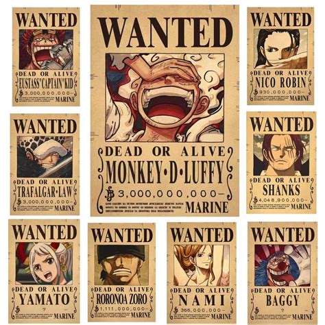 Diseño de papel de regalo de One Piece con carteles Wanted